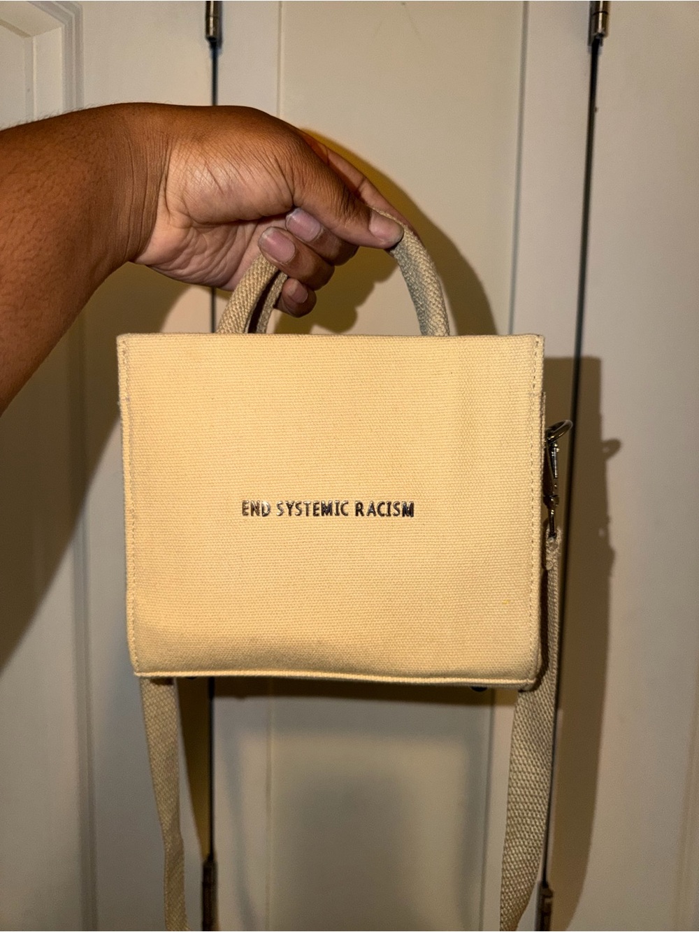 BRANDON BLACKWOOD Canvas Mini Tote Bag in Beige